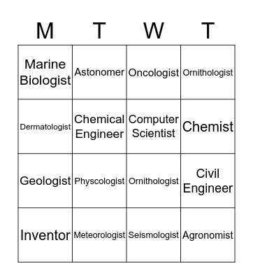 Who's The Expert? Bingo Card