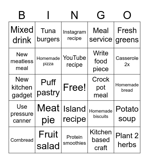 Kitchen Bingo Card