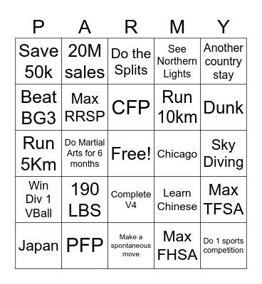 2025 Bingo Card Bingo Card