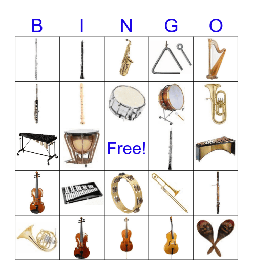 Music Instruments Bingo Card