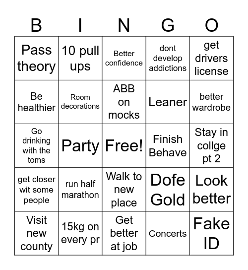 Bingo card 2025 Bingo Card