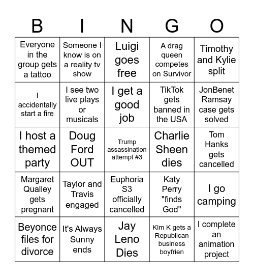 2025 Bingo Card