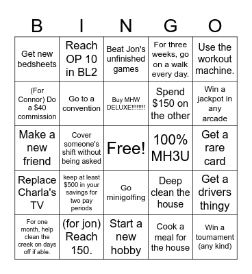 New Years resolutions Bingo Card