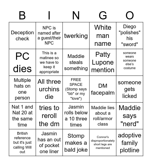 TST bingo board Bingo Card