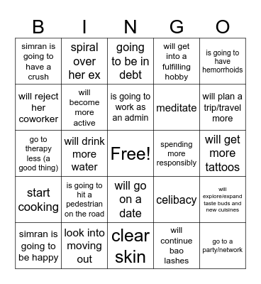 Simran’s 2025 Bingo Card