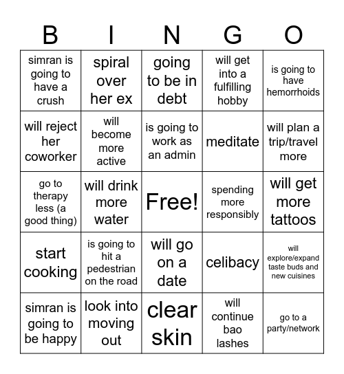 Simran’s 2025 Bingo Card