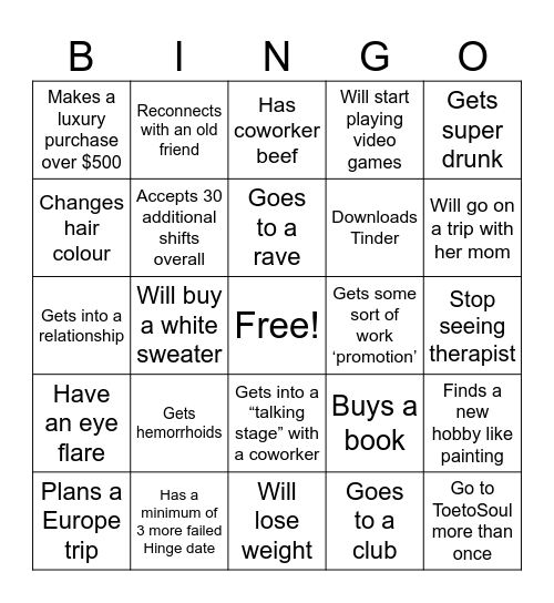 Ivy’s 2025 Bingo Card