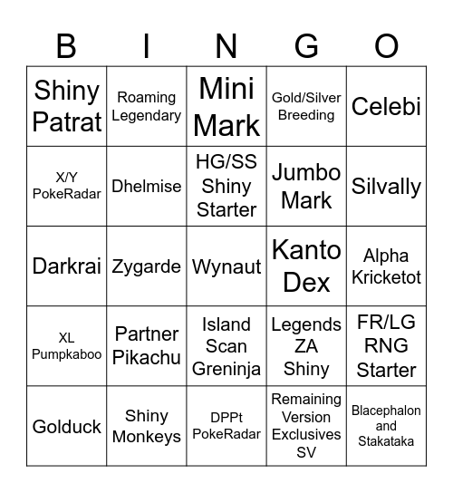 SHINY BINGO Card