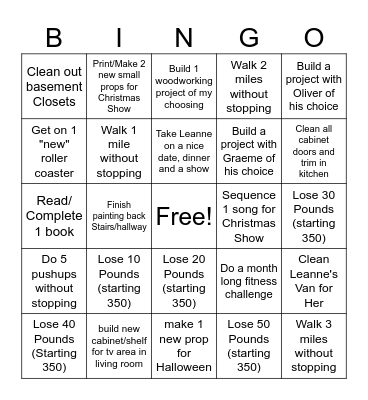 Cory 2025 Bingo Card
