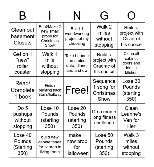 Cory 2025 Bingo Card