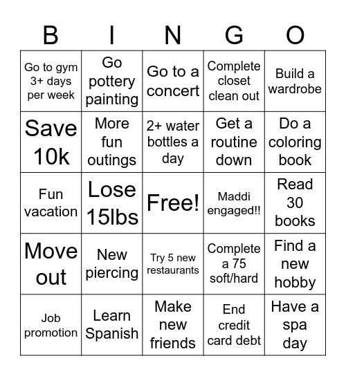 2025 Bingo Card Bingo Card