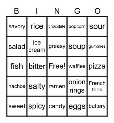 Boost Up 4 Unit 1: Snack Time Bingo Card