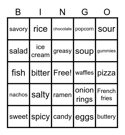 Boost Up 4 Unit 1: Snack Time Bingo Card