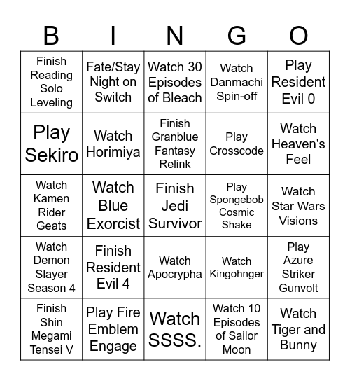 2025 Media Quest Bingo Card