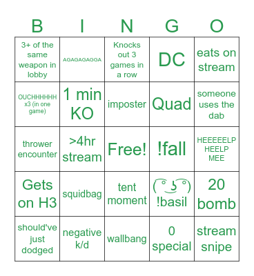 New Year Stream Bingo Card