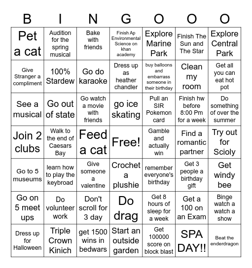 New Year Bingo! Bingo Card