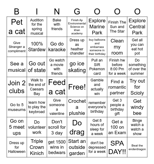 New Year Bingo! Bingo Card