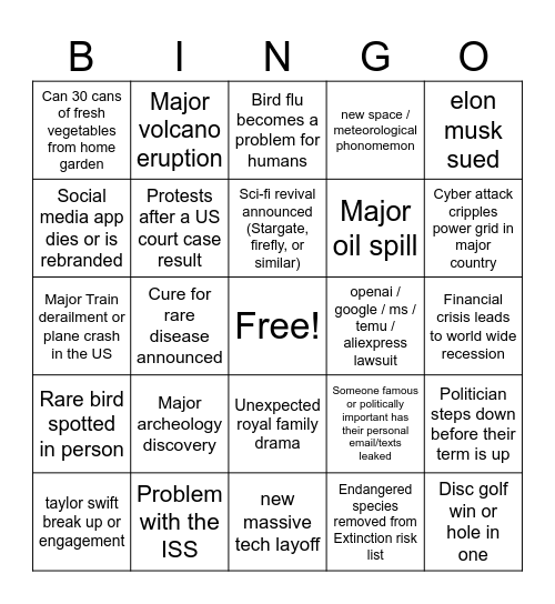 2025 Bingo Card