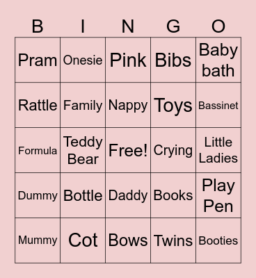 Little Ladies Bingo Card