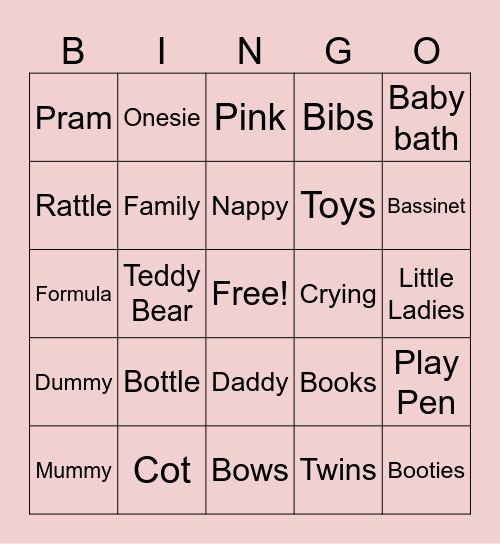 Little Ladies Bingo Card