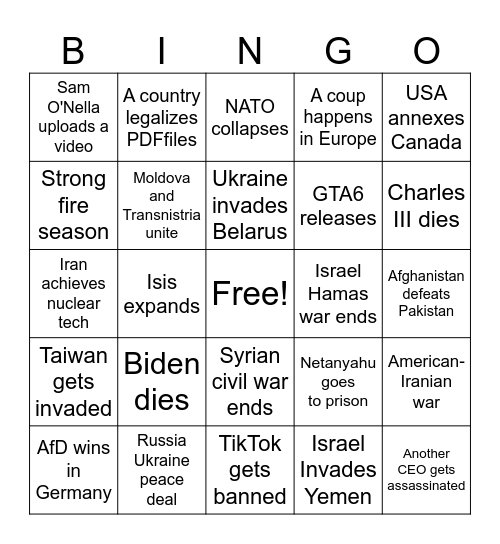 2025 Bingo Card