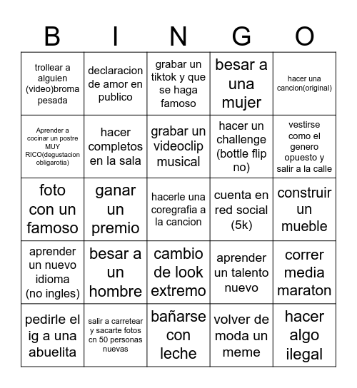 New Year 2025 Bingo Card