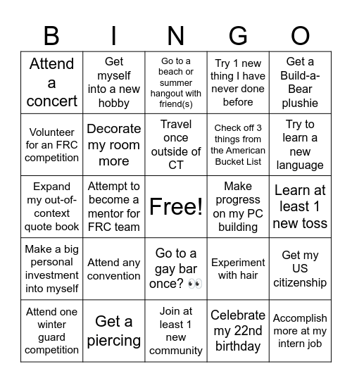 2025 Bingo Card