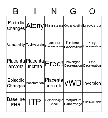 OB Chapters 15 & 21 Bingo Card