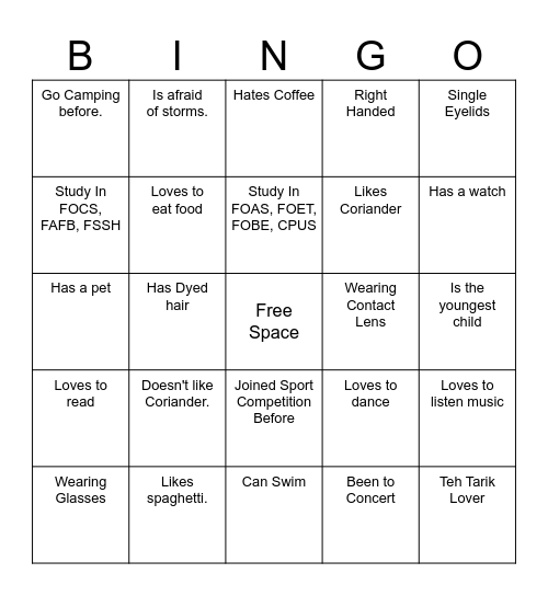 Ice-Ice Breaker! Bingo Card