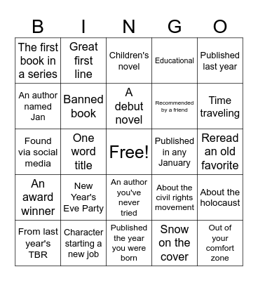 January Reading Bingo Card