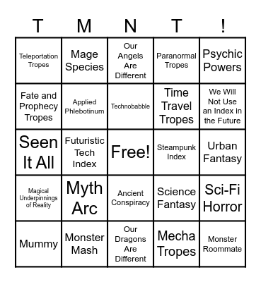 Teenage Mutant Ninja Turtles Bingo Card