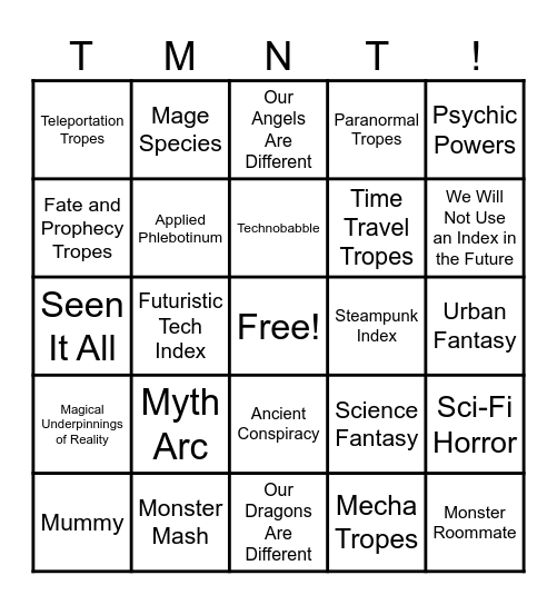 Teenage Mutant Ninja Turtles Bingo Card