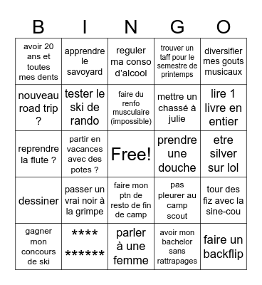 manger des chips Bingo Card