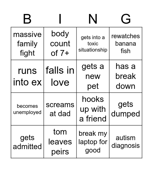 Venus 2025 Bingo Card