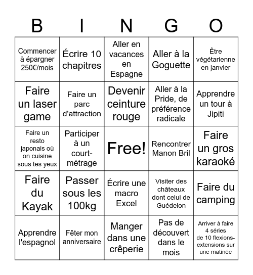 Bingo 2025 Bingo Card