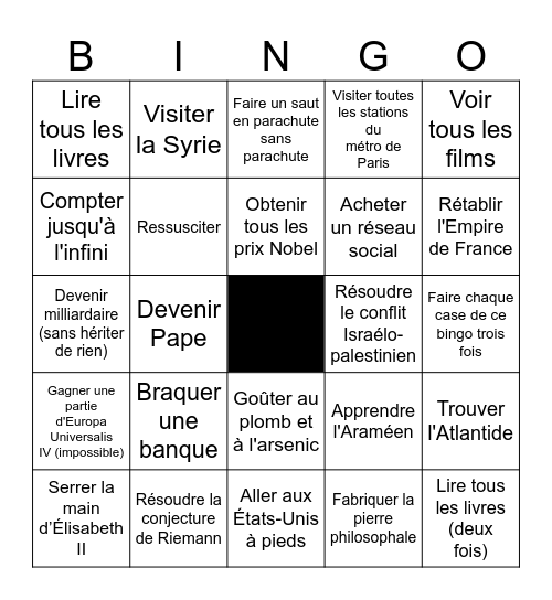 Bingo des résolutions de 2025 Bingo Card