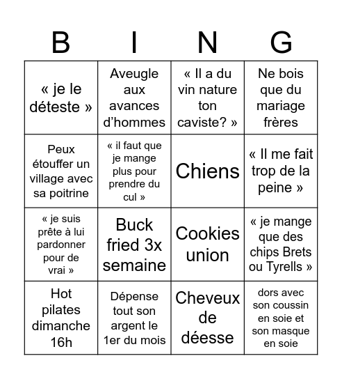 Kikinette Bingo Card