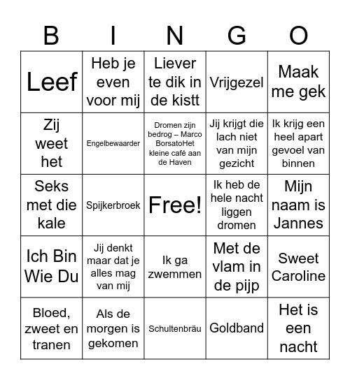 HET FOUTE UUR Bingo Card