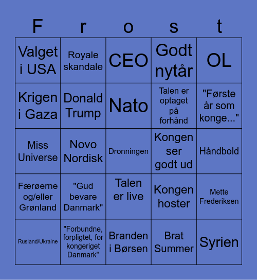 Nytår 2025 Bingo Card