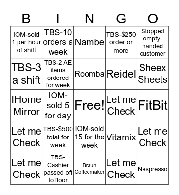 Sales Happiness--Floor Style Bingo Card