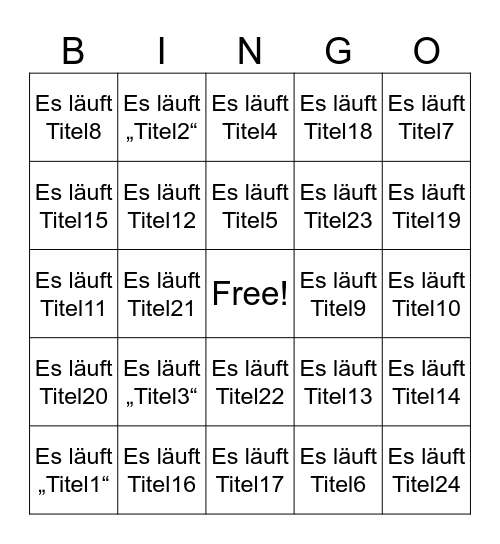 Ballroom Bingo Card