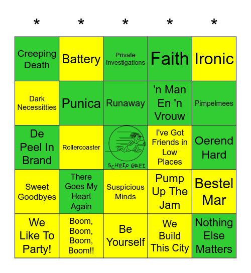 Scheif Grei Muziekbingo Card