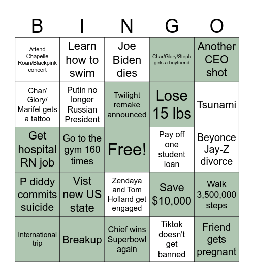 Steph's 2025 Bingo Card