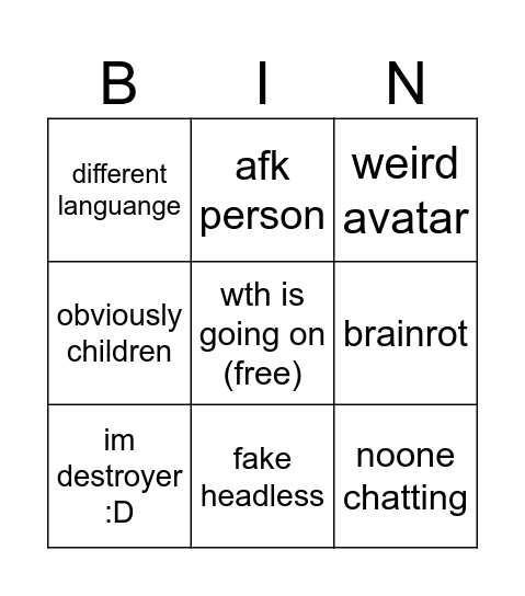 sasqvggqswftsqwsvwftvzafvsa Bingo Card