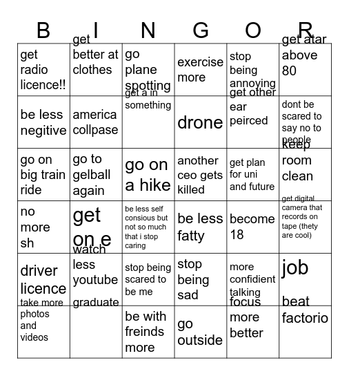 2025 is my year frfr Bingo Card