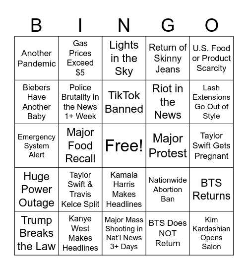 2025 EVENTS Bingo Card