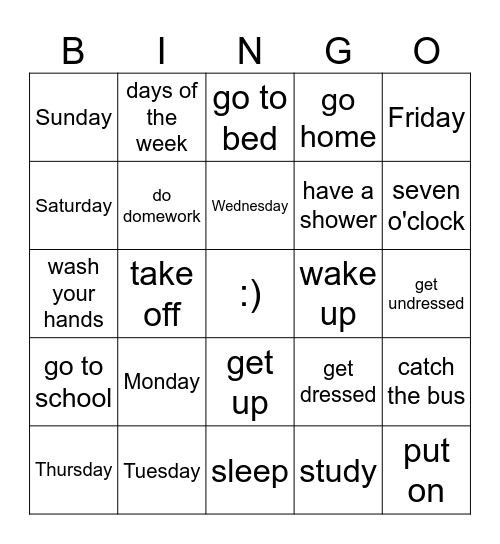 KidsBox unit 3 Bingo Card