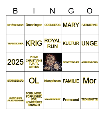 Nytårstale Bingo 2024 Bingo Card