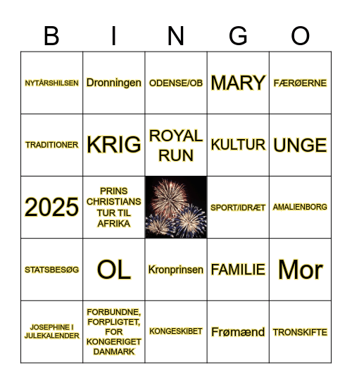 Nytårstale Bingo 2024 Bingo Card