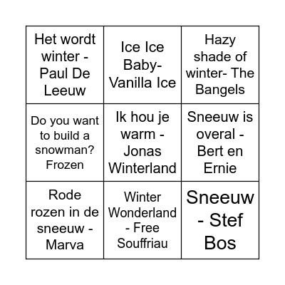 WINTER SWINGO Bingo Card